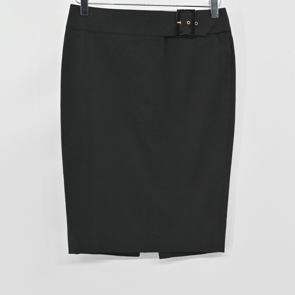 Vintage DOLCE GABBANA Pencil Skirt Size 40 Black Quiet Luxury Knee Length Buckle - Picture 1 of 12